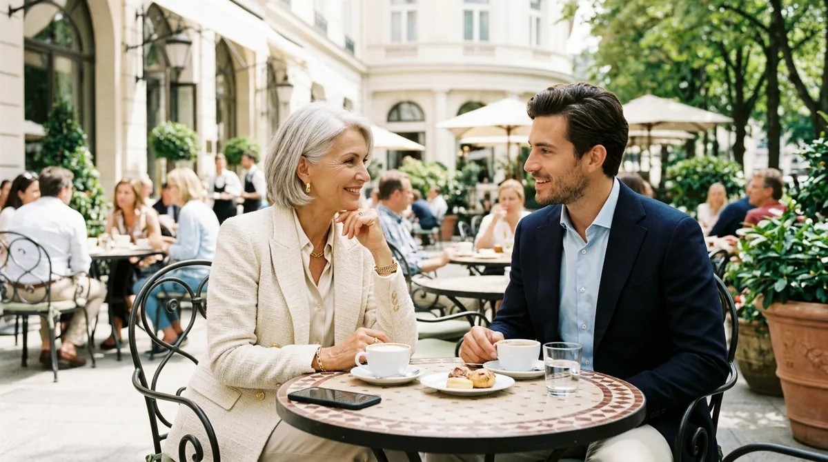 Two partners laughing together